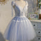 Vestido Corto Fantasy Azul con Falda Tul y Encaje Esponjoso