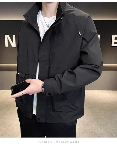 Chamarra Casual para Hombre con Cuello de Pie - Diseño Versátil y Elegante - Image 9