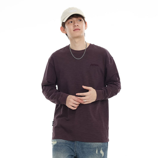 Camiseta de Algodón Pima con Bordado Minimalista - Manga Larga Cuello Redondo - Image 3