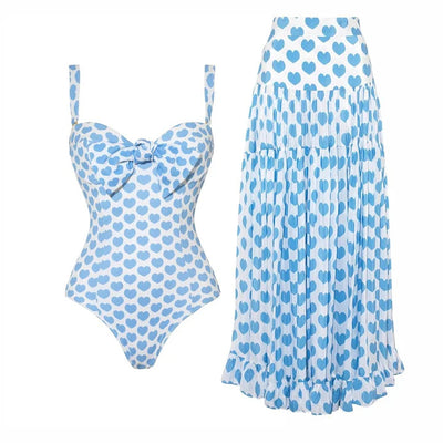 White shorts with blue heart print and ruffled sides, perfect for a fun vacation or casual summer day. - Image 8