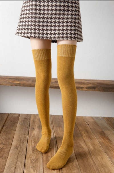 Calcetines Largos Invierno para Mujer - Tubo Alto Acolchado con Terciopelo