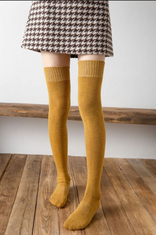 Calcetines Largos Invierno para Mujer - Tubo Alto Acolchado con Terciopelo