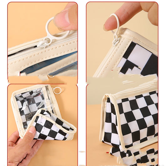 Estuche Transparente Gran Capacidad Diseño Ajedrez - Image 4