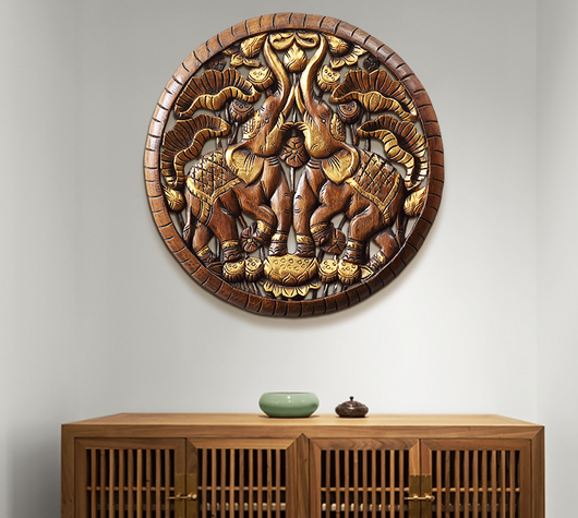 Decoración de Pared Elefante Tailandés en Madera Maciza - Image 6