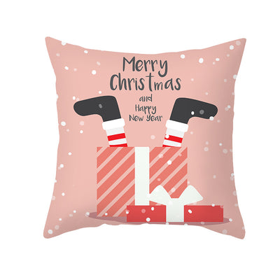 Funda de Almohada Navideña con Diseño de Dibujos Animados en Tela Melocotón - Image 5
