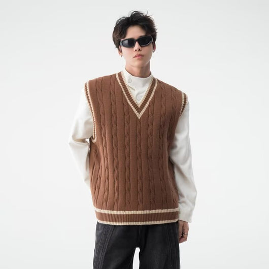 Chaleco Tejido Cuello V Estilo British College - Image 10