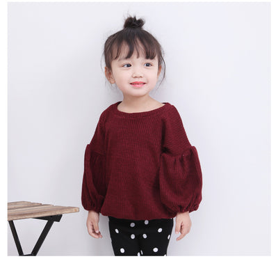 Blusa Infantil Primavera con Mangas Linterna - Colores Sólidos - Image 6