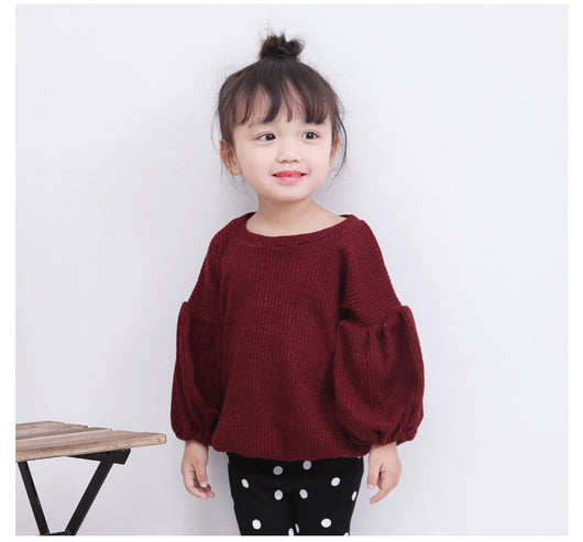 Blusa Infantil Primavera con Mangas Linterna - Colores Sólidos - Image 6
