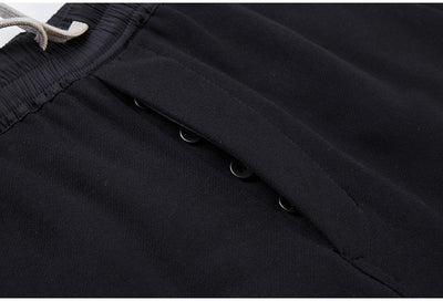 Pantalones Holgados de Algodón con Cintura Elástica y Bolsillos - Gris y Negro - Image 6