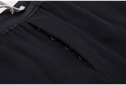 Pantalones Holgados de Algodón con Cintura Elástica y Bolsillos - Gris y Negro - Image 6
