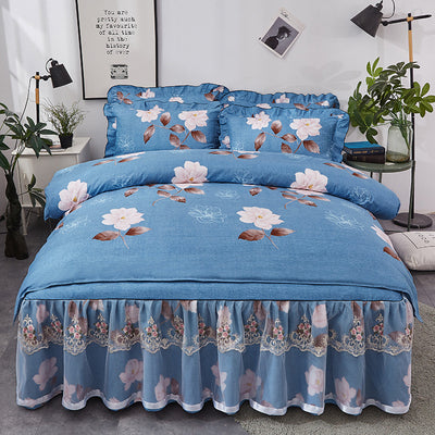 Juego de Cama de 4 Piezas con Volante de Encaje Antideslizante - Image 5