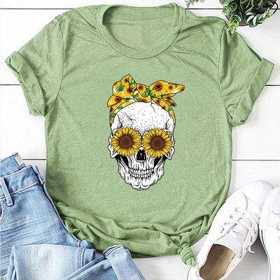 Playera Estampado Calavera y Girasol con Lentes de Sol - Image 7