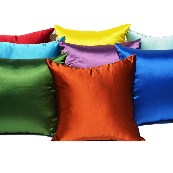 Funda de Almohada de Seda Artificial Color Liso con Cierre