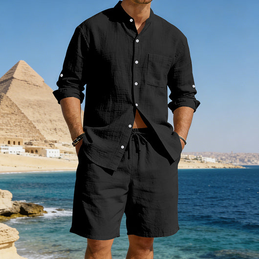 Conjunto de Camisa y Shorts de Lino para Hombre - Image 24