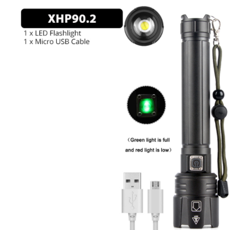 Linterna LED Recargable USB con Pantalla de Potencia y Zoom Ajustable - Image 8