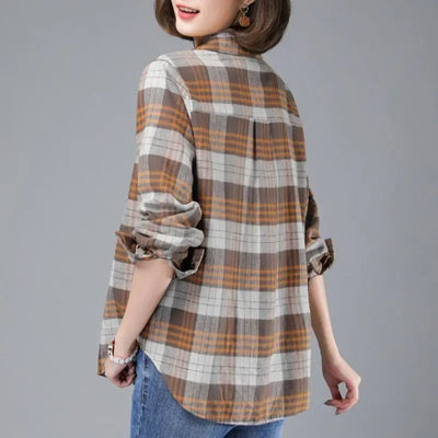 Camisa Cuadriculada Manga Larga para Mujer - Corte Slim Elegante - Image 13