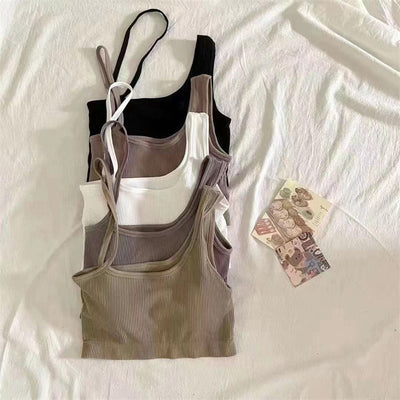 Camiseta Interior Modal Acolchada de Color Sólido para Mujer - Image 24