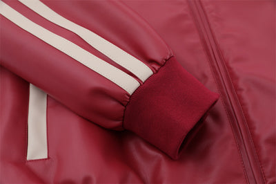 Abrigo de Cuero PU con Cuello Mao y Bordados en Contraste para Hombre - Image 8