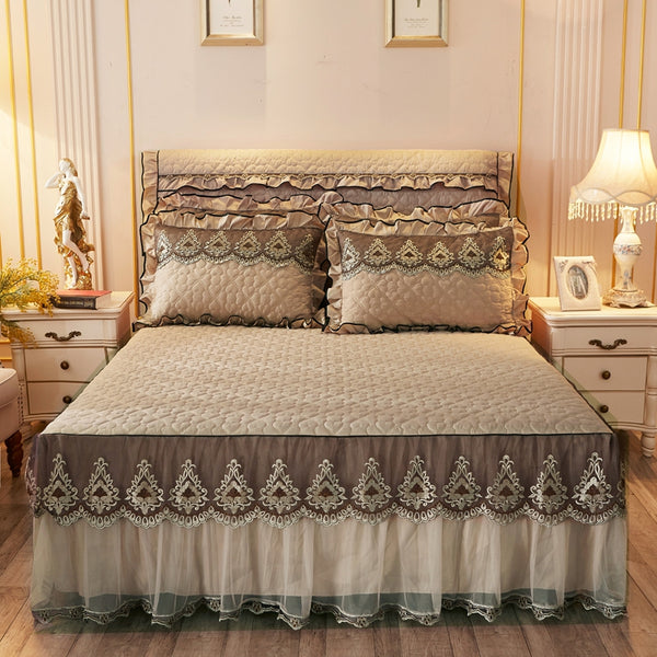 Cubrecama Acolchado de Encaje Premium para Cama Matrimonial 1.8m