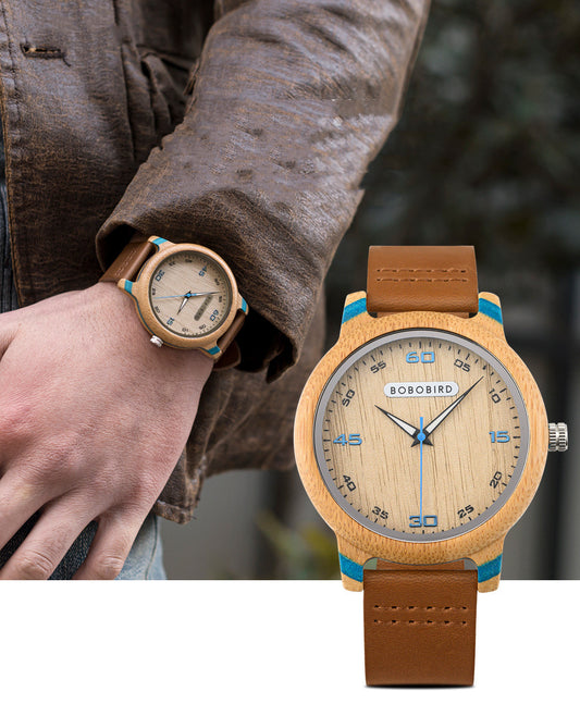 Reloj de Madera con Movimiento de Cuarzo - Diseño Artesanal en Tonos Naturales