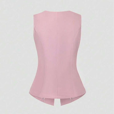 Chaleco Elegante Sin Mangas Cuello Redondo Ajustado a la Cintura - Image 3