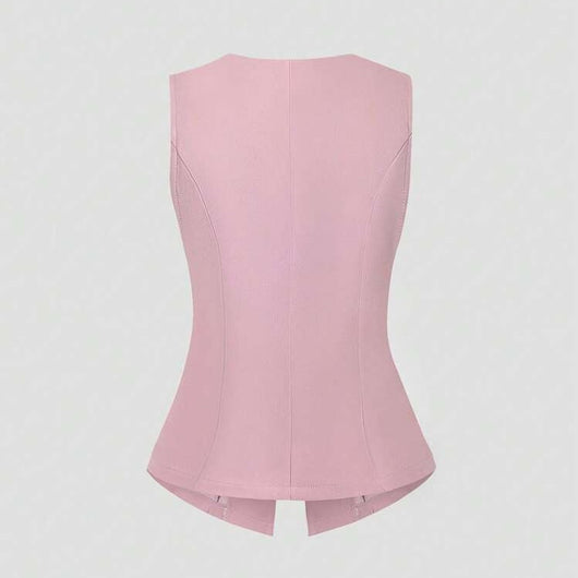 Chaleco Elegante Sin Mangas Cuello Redondo Ajustado a la Cintura - Image 3