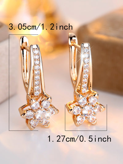 Aretes de Circón Floral con Diamantes Completos - Diseño Europeo de Alta Gama - Image 7