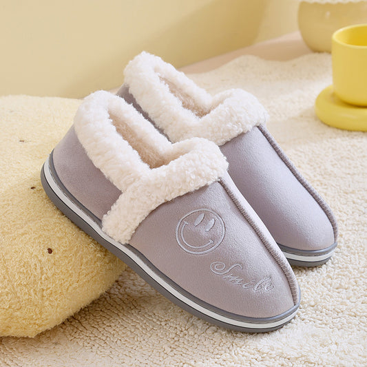 Pantuflas Térmicas para Mujer con Suela Gruesa y Diseño Sonriente