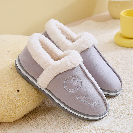 Pantuflas Térmicas para Mujer con Suela Gruesa y Diseño Sonriente
