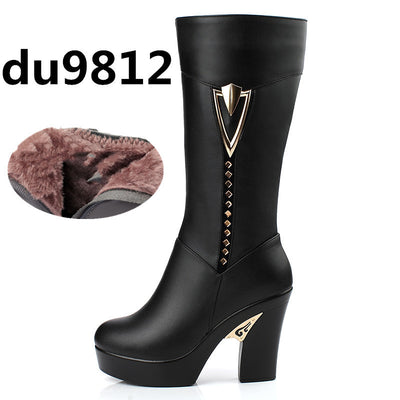 Botas Cálidas de Cuero para Mujer con Forro de Algodón - Image 5