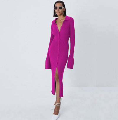 Vestido Elegante con Cuello Solapa y Mangas Acampanadas - Image 6