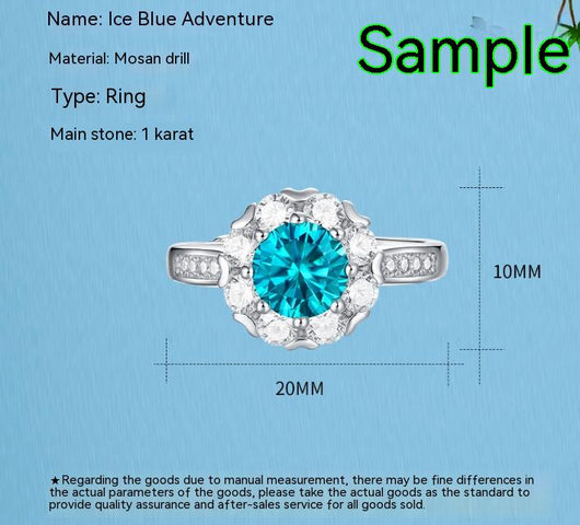 Anillo de Plata S925 Azul Hielo Elegante para Mujer - Image 5