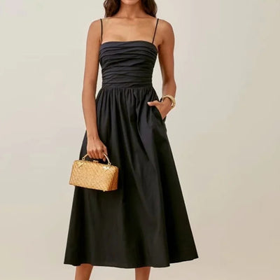 Vestido Largo Plisado con Tirantes Finos - Diseño Veraniego Elegante y Cómodo
