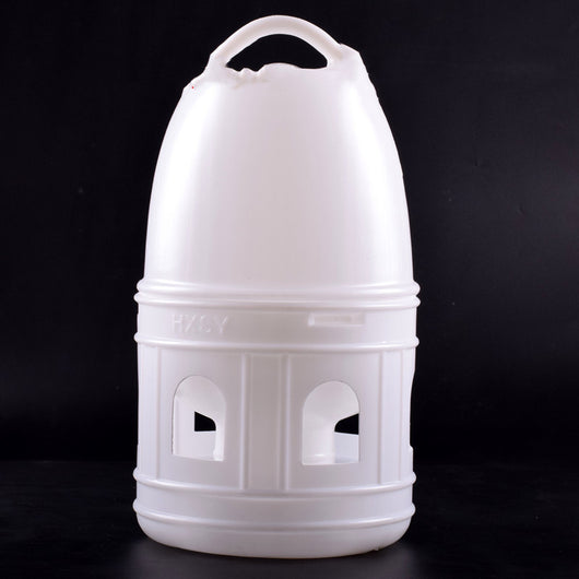 Transparent pet drinker with a light blue base and handle, designed for chickens or small birds. - Image 16