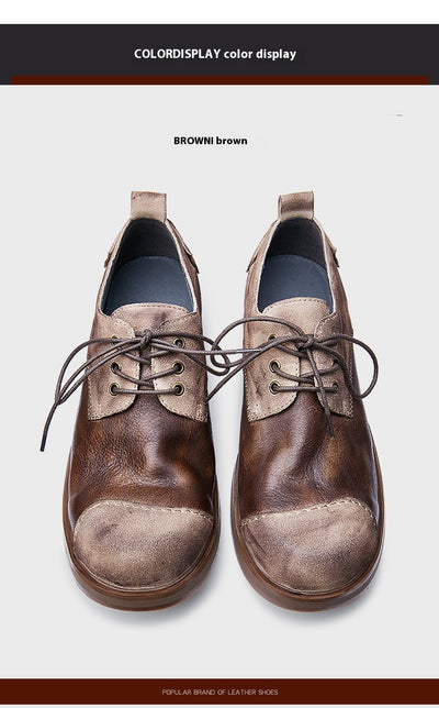 Zapatos de Cuero Genuino Hechos a Mano Estilo Británico Otoñal para Hombre - Image 9