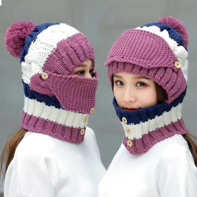 Gorro Femenino Otoño Invierno con Babero Integrado - Image 5
