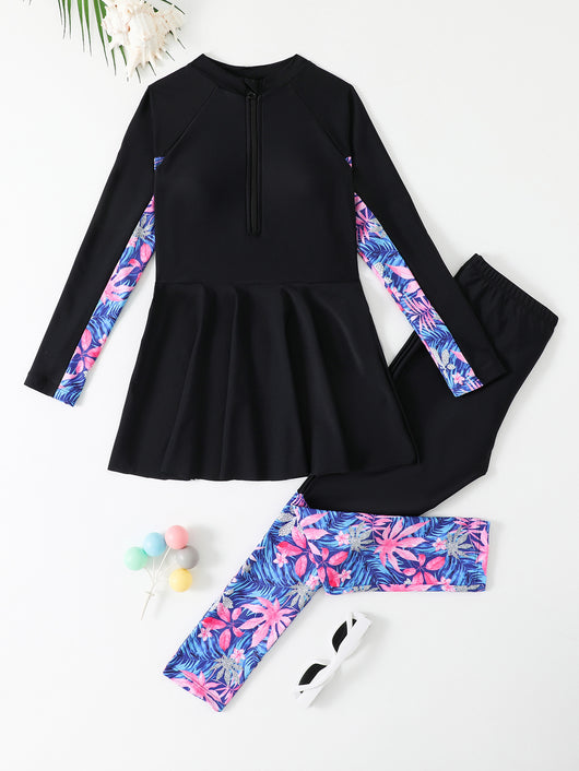 Traje de Baño Conservador de Dos Piezas con Mangas Largas para Niñas Talla M-L - Image 7