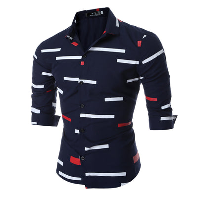 Camisa Estampada Geométrica Primavera para Hombre - Diseño Moderno - Image 3