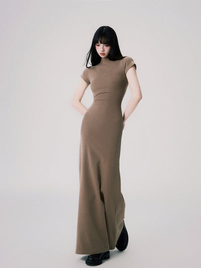 Vestido Entallado de Punto con Cuello Medio y Manga Corta para Mujer - Image 17