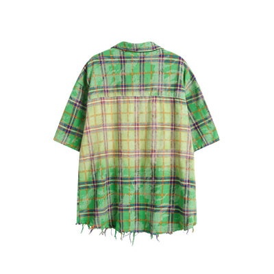 Camisa Hip Hop Cuadros Manga Corta Unisex - Image 9
