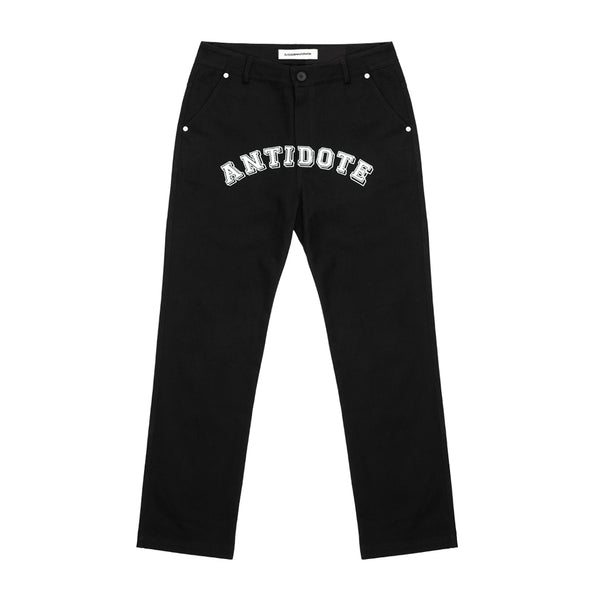Pantalones Casuales con Letras Bordadas y Detalles Contrastantes