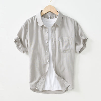 Camisa Casual de Algodón y Lino con Cuello Cuadrado para Hombre - Image 4