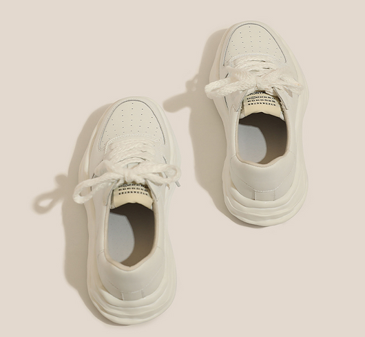 Zapatillas Deportivas Casuales de Cuero para Mujer con Suela Gruesa Elevada - Image 12