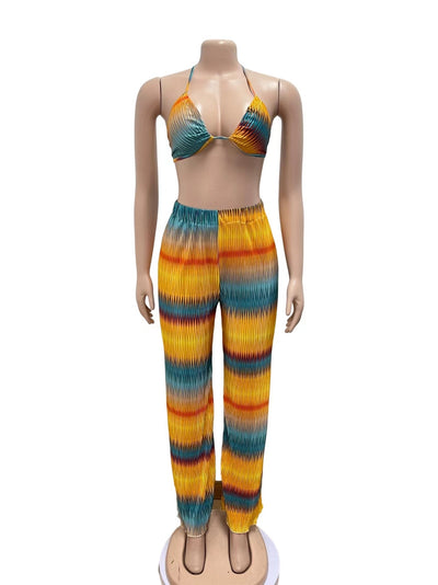 Traje de Pantalón Plisado Estampado con Stretch para Mujer - Image 11