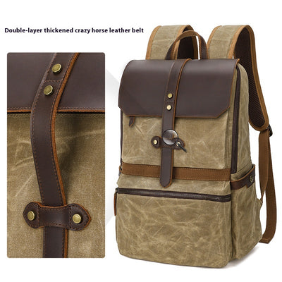Mochila Hombre Cuero Crazy Horse Impermeable con Diseño Batik - Image 5