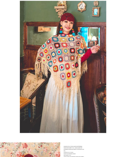 Chal Bohemio Tejido a Mano con Flecos Estilo Étnico - Image 11