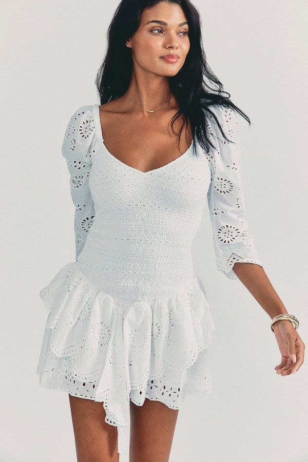 Vestido Largo con Bordados Manga Larga para Mujer