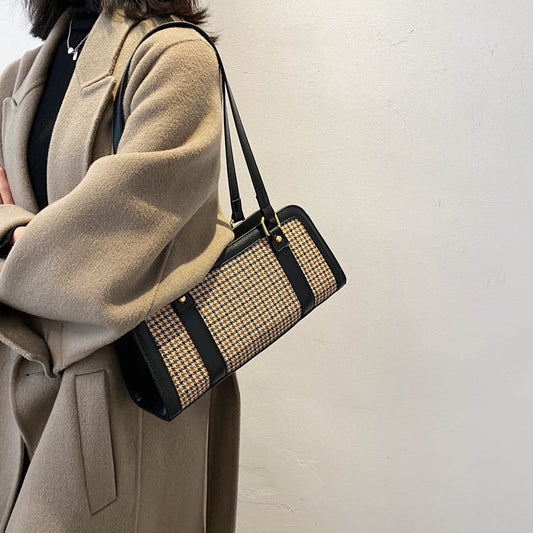 Bolso Axilar Pied de Poule Asimétrico para Mujer