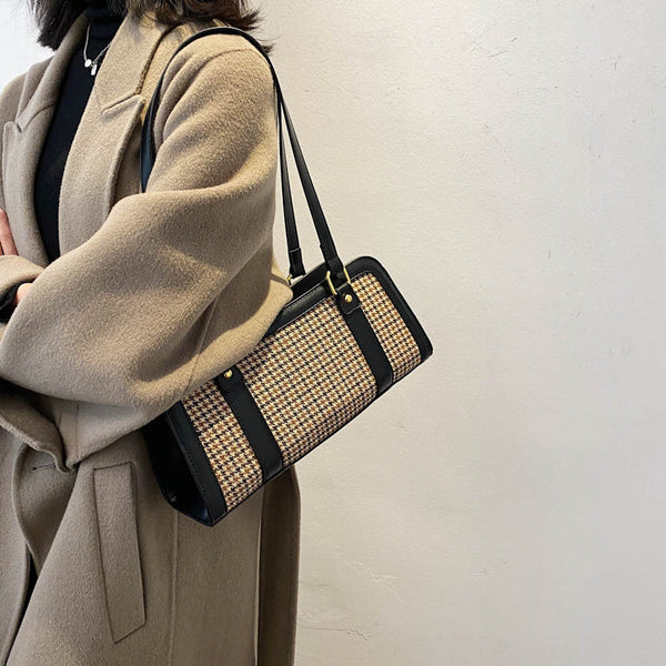 Bolso Axilar Pied de Poule Asimétrico para Mujer