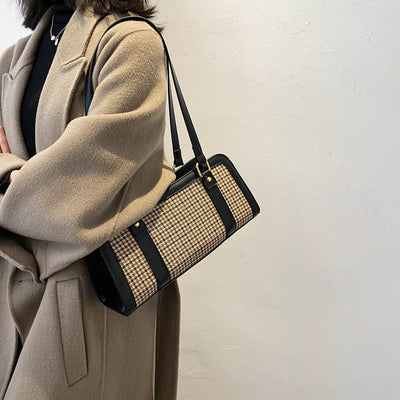 Bolso Axilar Pied de Poule Asimétrico para Mujer